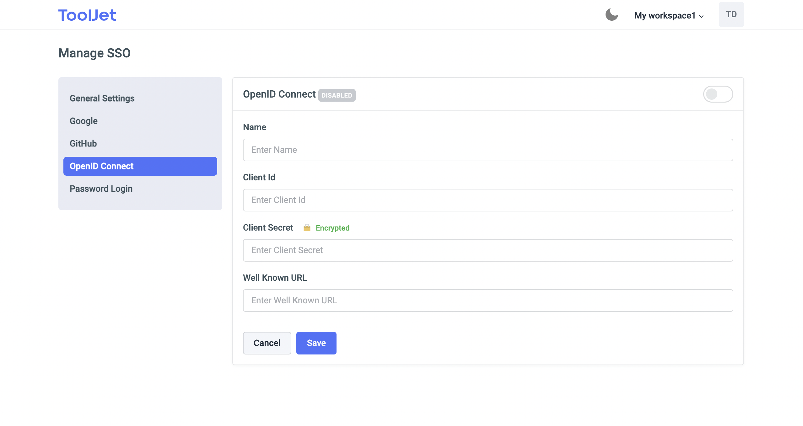 ToolJet - SSO configs